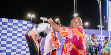 Medal ceremony for swimming