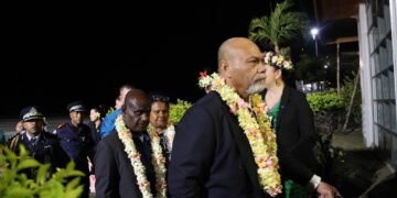 Foreign Affairs Minister, Jeremiah Manele upon arrival at in Rarotonga