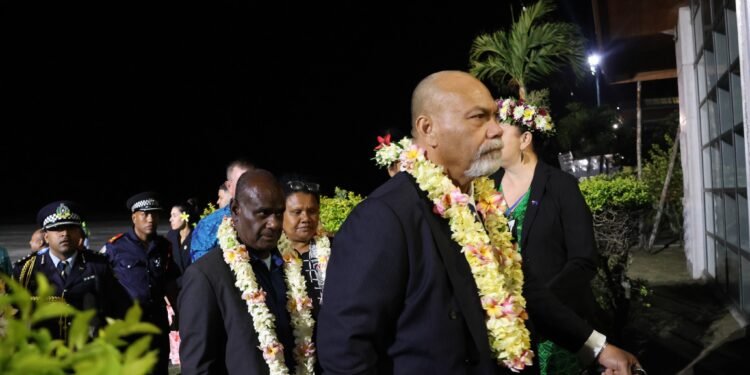 Foreign Affairs Minister, Jeremiah Manele upon arrival at in Rarotonga