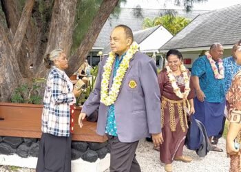 Tonga Prime Minister, Hu'akavameiliku upon arrival at Rarotonga airport