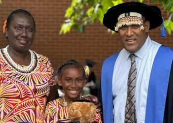 Dr. Derek Futaiasi, right, with his wife Kerryn Sogha and daughter Liz-Amarissah Futaiasi