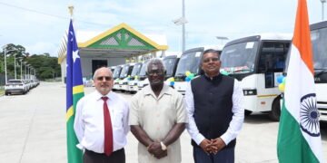 Prime Minister Sogavare receives Tata buses from Indian Government