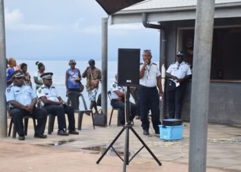 Inspector Adler Iro speaking during the awareness program in Gizo