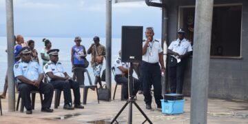 Inspector Adler Iro speaking during the awareness program in Gizo