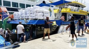 The Anglican Church of Melanesia (ACoM) today handed over disaster relief supplies at the Vanuatu Police Maritime Wharf, RVS Mala Base.