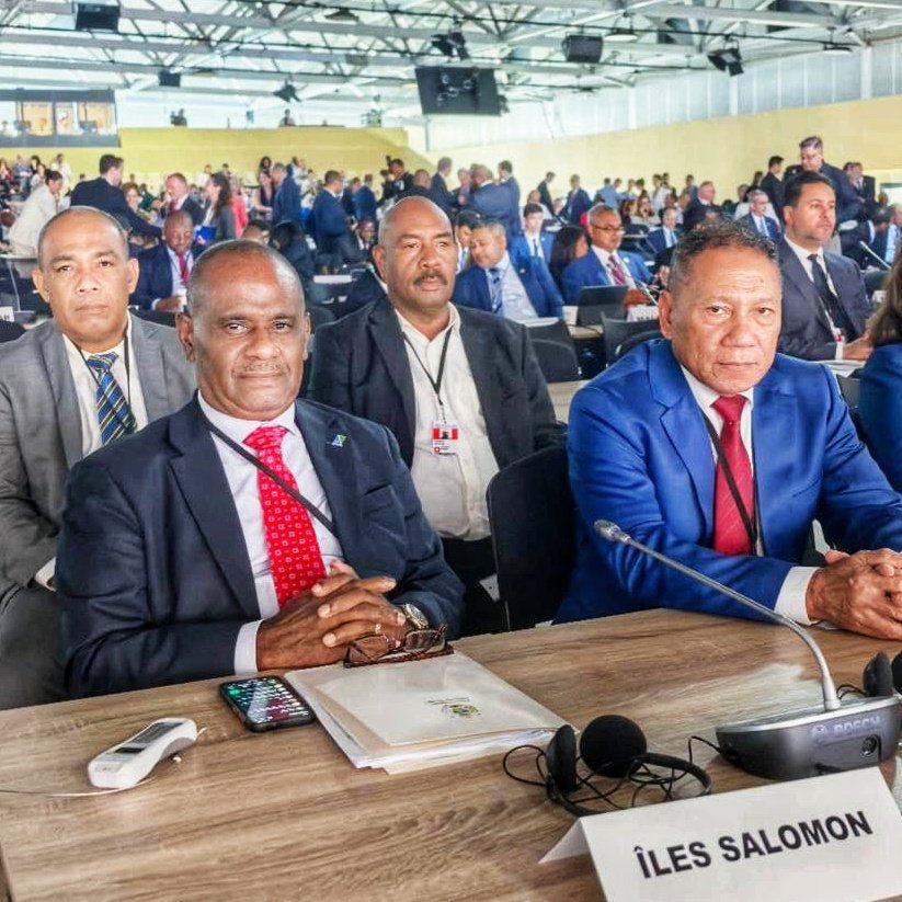 PM Hon. Jeremiah Manele, Foreign Affairs Minister, Hon. Peter Shanel Agovaka, SPM, Dr Mataki and Deputy Chair of Caucus, Hon. Penross Maenu at the opening ceremony of UNOC3 in Nice, France
