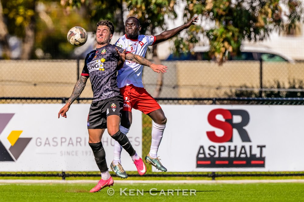 Junior David, right, started for Croydon FC against Campbelltown. Photo by Ken Carter