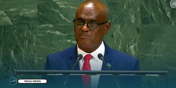 PM Manele delivering his statement at the 30th Anniversary of the Fourth World Conference on Women during the 80th session of the UNGA