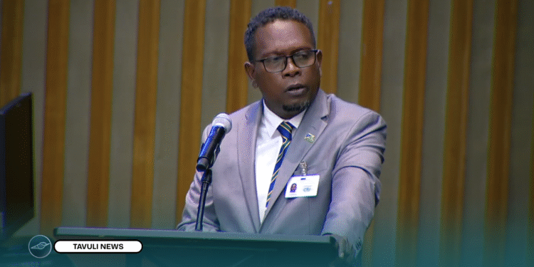 Wayne Ghemu delivers Pacific Islands Forum statement at the High-Level Meeting commemorating the 30th anniversary of the World Programme of Action for Youth.
