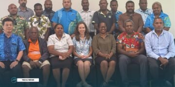 SICCI representatives at the UNDP and MMERE panel discussion on pathways to better electric power for the Solomon Islands. (SITTING third from right: Qila Tuhanuku and STANDING second from left Daniel Tucker).