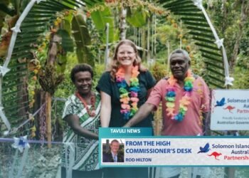 Celebrating the achievements of rural communities at the opening the new water supply system in Qome, near Sasamunga in South Choiseul, funded by Australia.