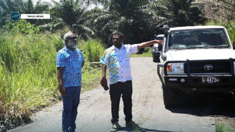 MP for North Guadalcanal Constituency Dr. Paul Bosawai and MRD Permanent Secretary John Niroa during a brief visit to one of the rehabilitated road access to Taloa community on Wednesday this week.