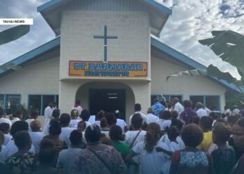 Part of congregation witnessing the opening of the church