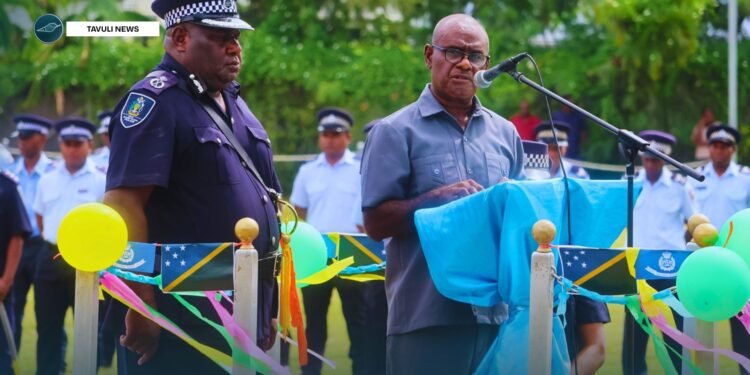 PM Manele presenting his speech