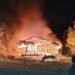 The New Tenabuti Health Clinic during a fire on the night of 26 December 2025. Photo: Ray Seleso/Facebook