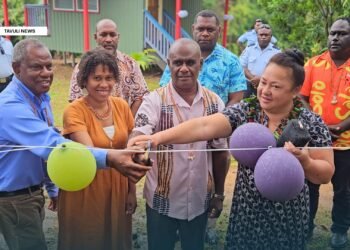 Cutting of the ribbon signifying the launch of the new updgrades at Parangiju