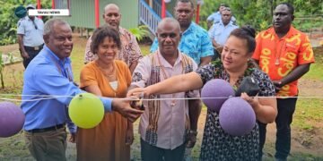 Cutting of the ribbon signifying the launch of the new updgrades at Parangiju