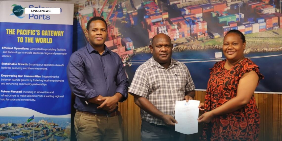 From Left to Right- SICCI CEO James Dolarii, SIPA CEO George Rausi and SICCI Chairlady Namoi Kaluae after the agreement renewal for the Platinum Sponsor