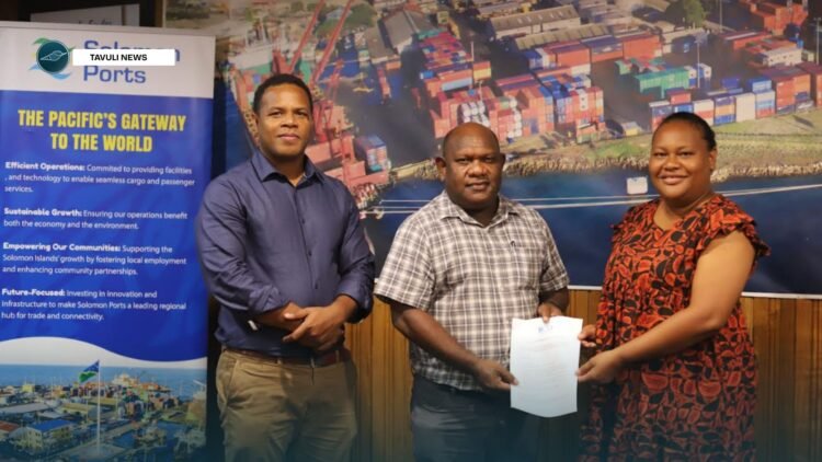From Left to Right- SICCI CEO James Dolarii, SIPA CEO George Rausi and SICCI Chairlady Namoi Kaluae after the agreement renewal for the Platinum Sponsor
