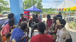 Roviana local string band providing entertainment during the program.