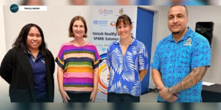 In attendance during the launch were (from left): Senior Health Advisor for the Australian High Commission Ms Zina Fefera, WHO Regional Office for the Western Pacific Rehabilitation and Assistive Technology Consultant Ms Pauline Kleinitz, The Fred Hollows Foundation Pacific & Timor-Leste Country Manager, Sara Webster, and The Fred Hollows Foundation NZ Senior Administrative Manager, Kaitu A. Aisake. Photo: WHO/Ruel Serrano