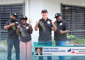 High Commissioner Jeff Roach and Australian High Commission staff are ready to cheer for Solomon Kings FC.