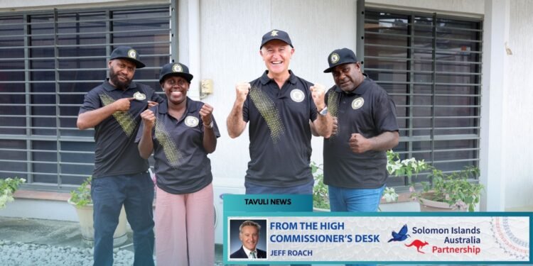 High Commissioner Jeff Roach and Australian High Commission staff are ready to cheer for Solomon Kings FC.