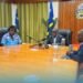 PM Manele supported by NDC Chairman and NDMO Director, Secretary to Cabinet and Secretary to Prime Minister