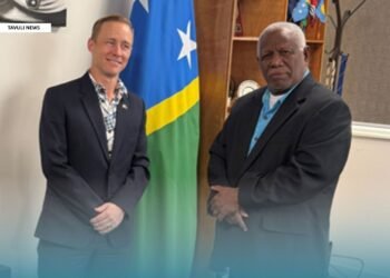 Minister of Foreign Affairs and External Trade,Rick Houenipwela after meeting with the Chargé d’Affaires of the United States Embassy in Honiara, His Excellency Daniel O’Hara.