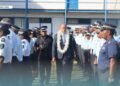 The MPNSCS Minister inspects the RSIPF officers during the ceremonial guard of honour.