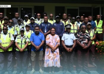 Group photo: The workshop brings together officers from the ministry's Land Transport Management Services Division, the Royal Solomon Islands Police Force Traffic Department, the Honiara City Council Law Enforcement Division, and the Inland Revenue Division who hold delegated authority under the Road Transport Act.