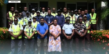 Group photo: The workshop brings together officers from the ministry's Land Transport Management Services Division, the Royal Solomon Islands Police Force Traffic Department, the Honiara City Council Law Enforcement Division, and the Inland Revenue Division who hold delegated authority under the Road Transport Act.