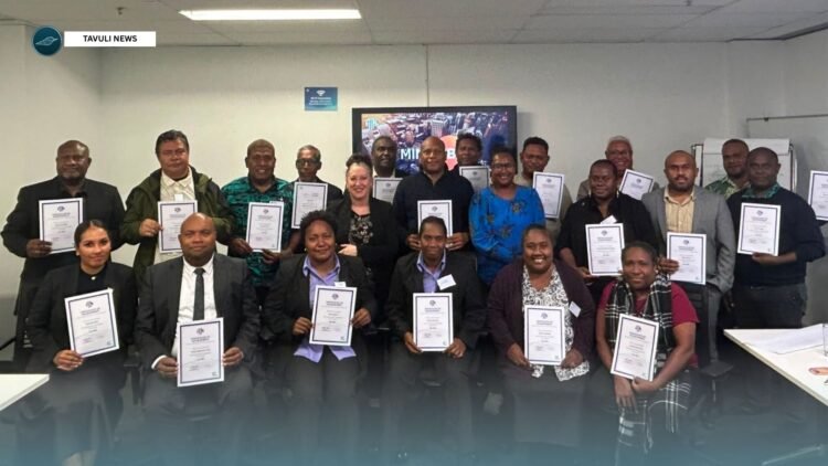 Participants with their completion certificates at the Australian Institute of Management in Brisbane.