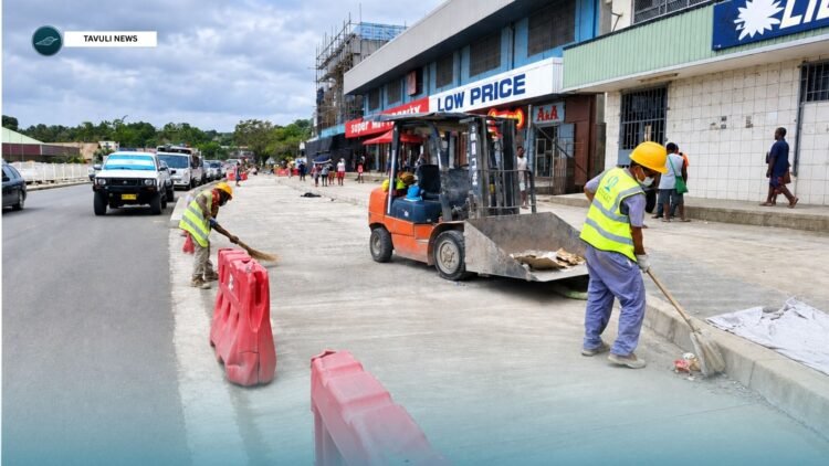 Completed concrete works in front of Lili clothing shop.
