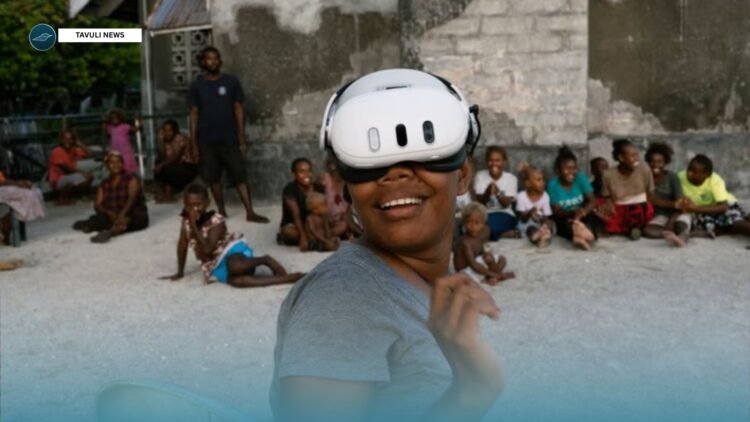 A resident of the Ngongosila community in Malaita Province, Solomon Islands views Virtual Reality content during a demo session. © 2025 NowHere Media/Human Rights Watch