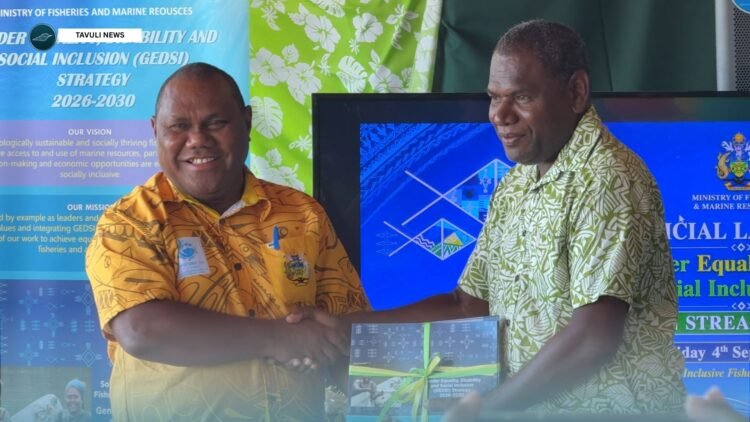 MFMR Director of Fisheries Mr. Edward Honiwala handover to staff booklet Strategy 2026–2030
