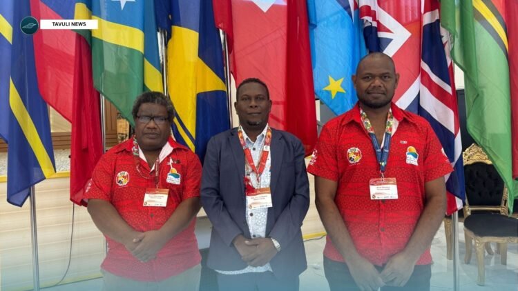 Left to Right, Permanent Secretary MECDM, David Hiba Hiriasia , Minister for MECDM Wayne Ghemu and Director SIMS Alick  Left to Right, Permanent Secretary MECDM, David Hiba Hiriasia , Minister for MECDM Wayne Ghemu and Director SIMS Alick Haruhiru