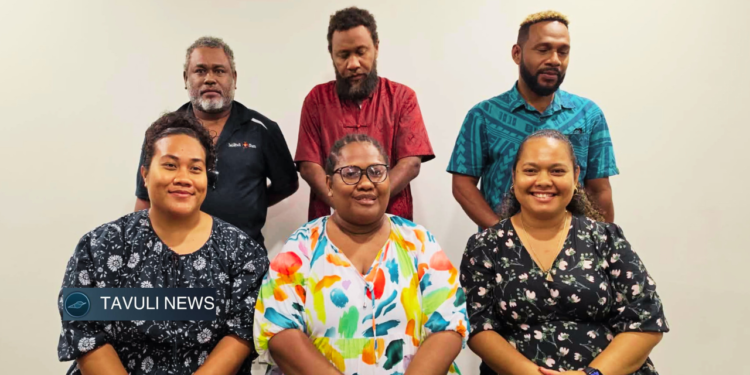 Newly elected MASI President Georgina Maka'a seated centre. Other board members includes Ruthina Koroa, Chrisnrita Aumanu-Leong, Ned Gagahe, Andrew Fanasia Jnr and Ednal Palmer